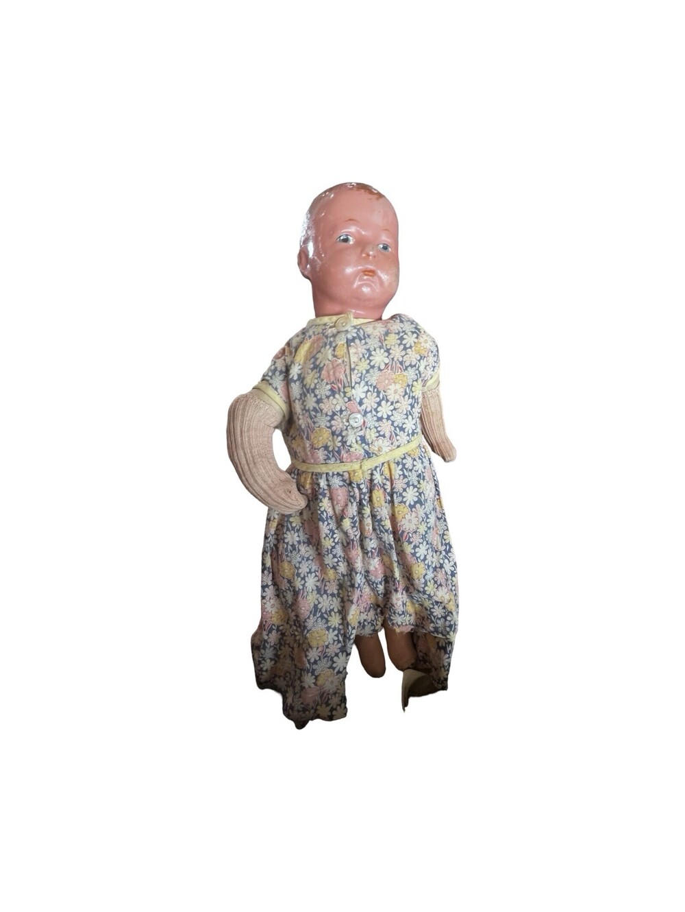 Antique Composite Baby Doll Creepy Scary Tattered Dress Old Vintage